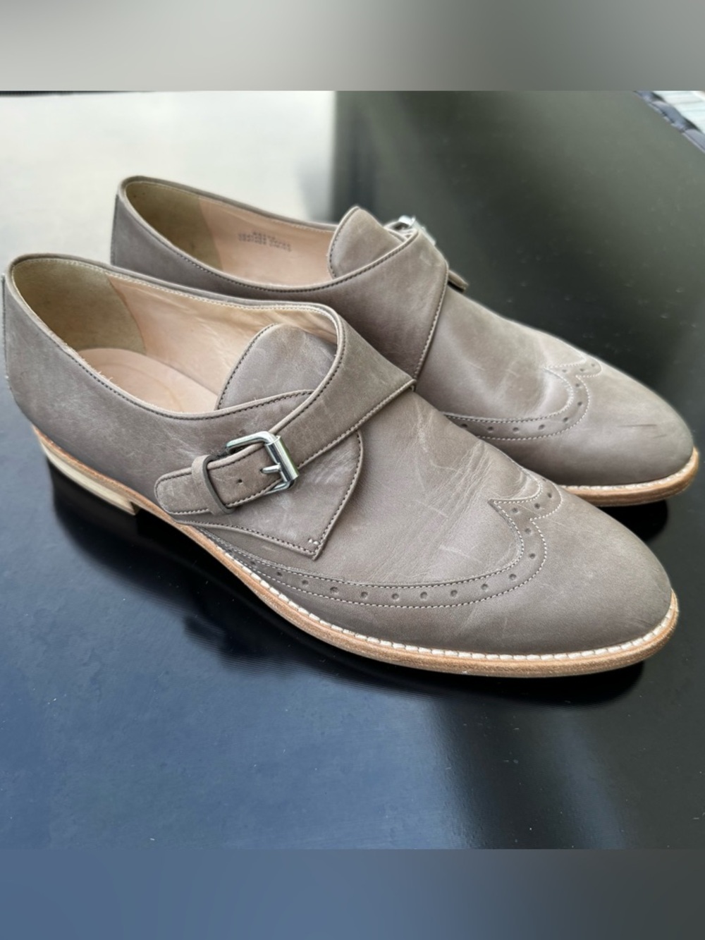JCrew Collection Perforated Monk wingtip leather Oxford loafers size 8